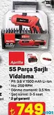 APRİLLA 55 PARÇA ŞARJLI VİDALAMA MAKİNESİ fiyat ve kampanya bilgisi